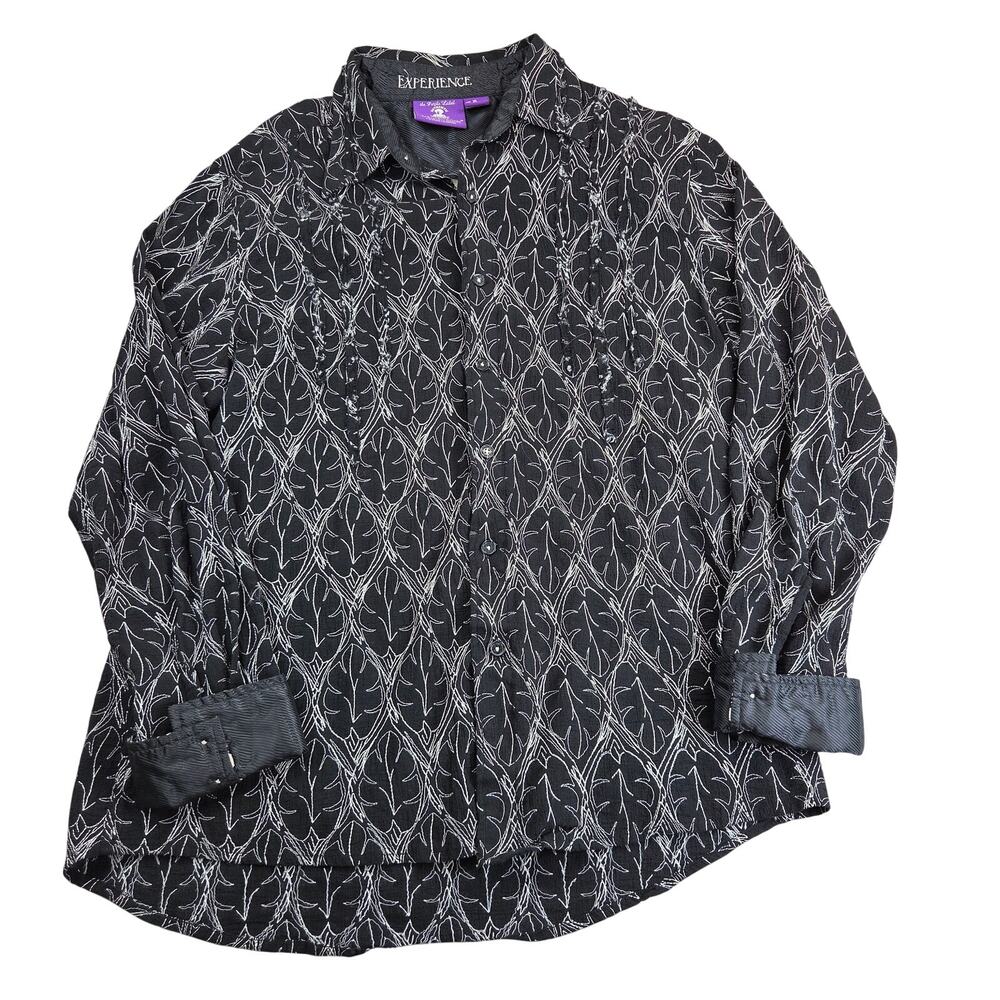 Jimi Hendrix Experience Purple Label XL Black Embroidered Button Down Shirt
